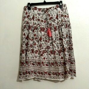 Max Edition Vintage  Cottage Core Fairy White Pink Floral Print Full Skirt M